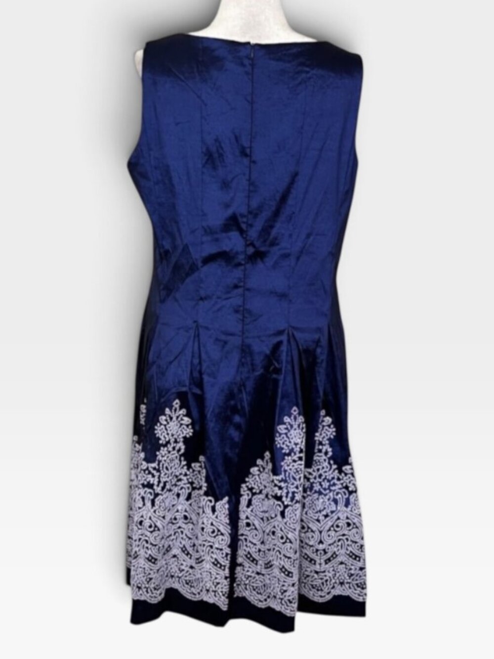 Leslie Fay Navy Dress Sz 16 Hem Fit & Flare Holiday Party Mother of the Bride - Picture 3 of 10
